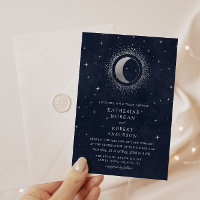 céleste minuit bleu étoiles lune Mariage Invitat