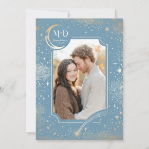 Invitation Céleste Romantique Starry Night Mariage Photo