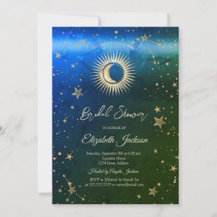 Invitation Céleste Soleil,Lune,Etoiles Ombre Baby Shower