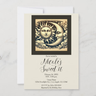 Invitation Céleste Vintage Soleil & Lune Douzième Anniversair