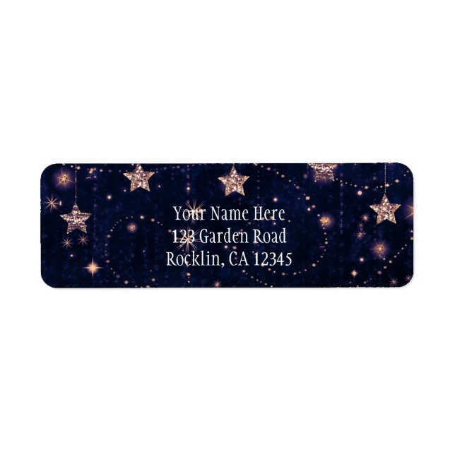 Invitation céleste violet et étoile d'or (Devant)