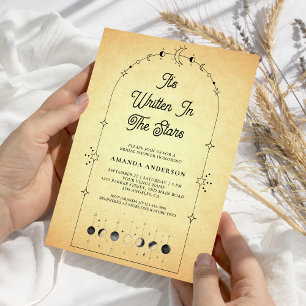 Invitation Célestes Étoiles Vintage Lune Noire Baby Shower de