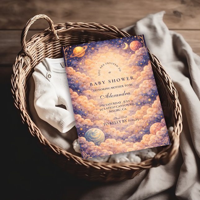 Invitation Celestial Cloud Planets Baby Shower (Créateur téléchargé)