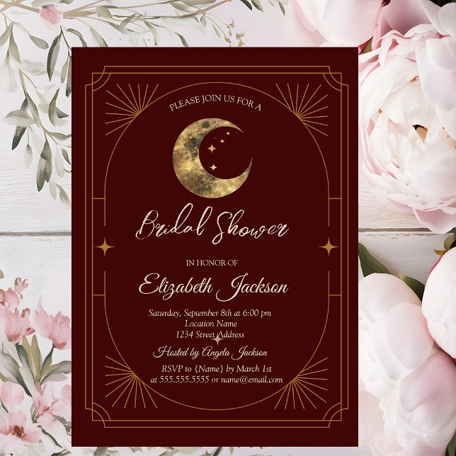 Invitation Celestial Moon Stars Dark Bridal Shower (Créateur téléchargé)
