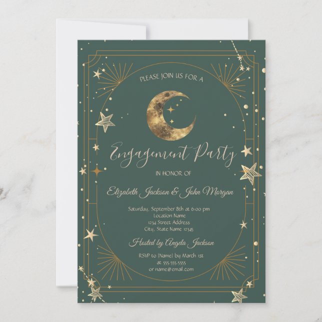 Invitation Celestial Moon Stars Frame  (Devant)