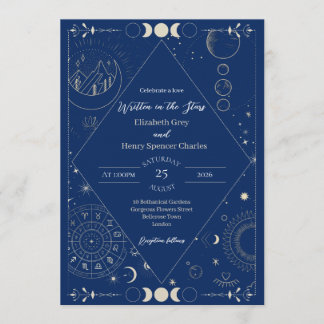 Invitation Celestial moon sun stars constellations wedding