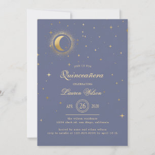 Invitation Celestial Pastel Gold Stars Quinceanera