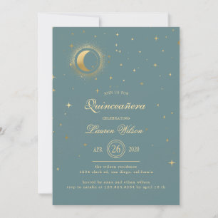 Invitation Celestial Pastel Gold Stars Quinceanera