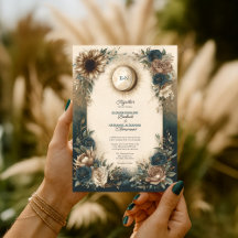 Celestial Sun Moon Boho Floral Rustic Wedding