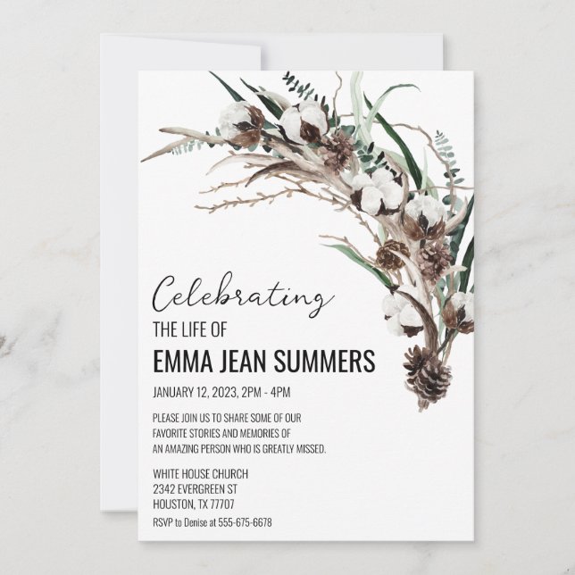 Invitation Célévation d'hiver de la vie Verdure de coton (Devant)