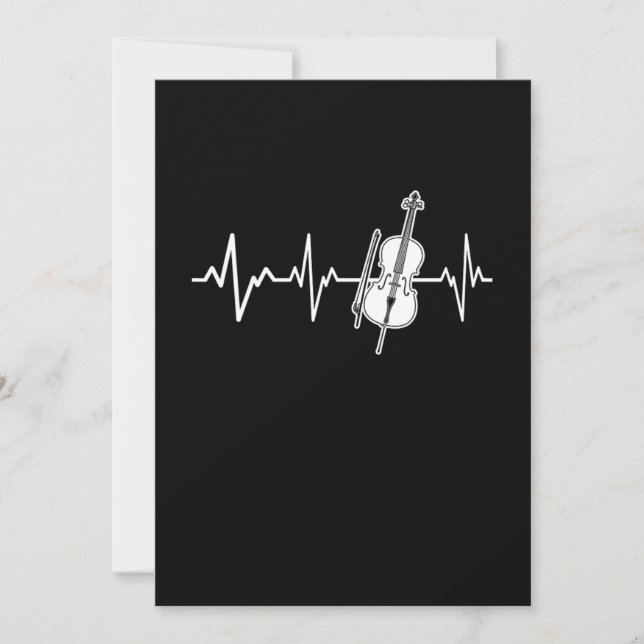 Invitation Cello Heartbeat Classique Cellist Idée cadeau (Devant)