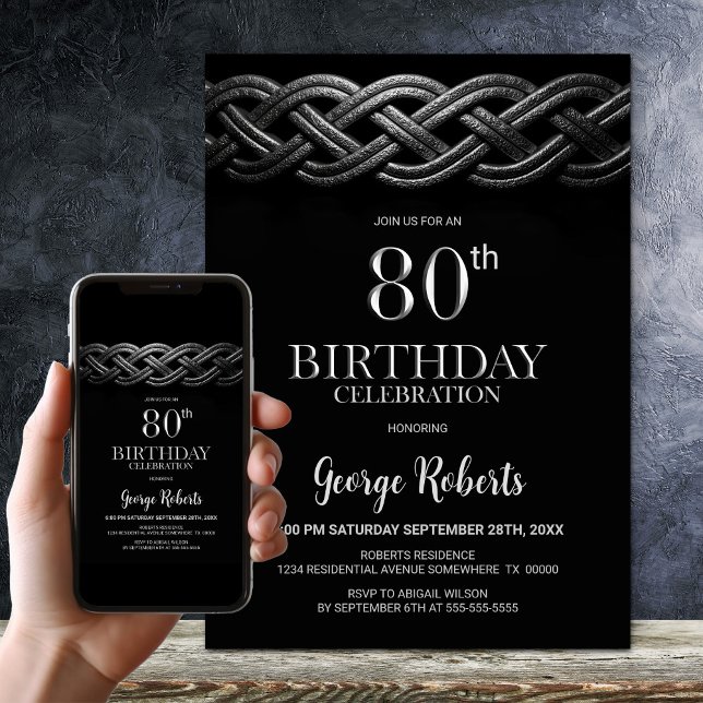 Invitation Celtic Knot 80e fête d'anniversaire (Créateur téléchargé)