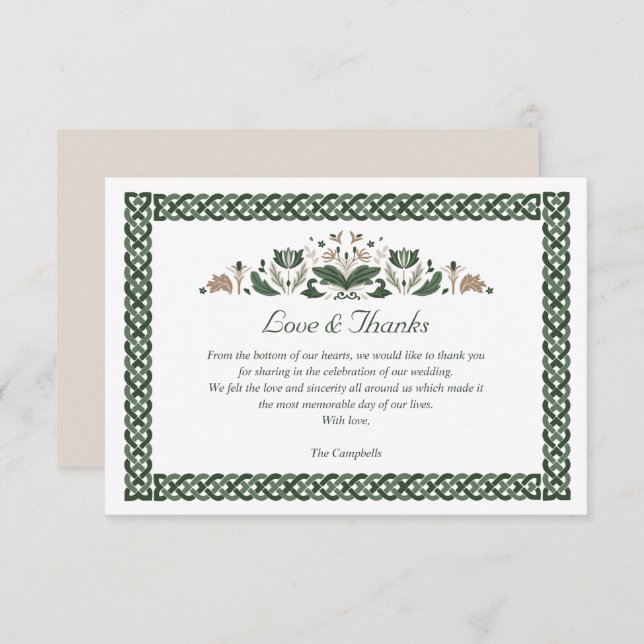 Invitation Celtic noeud Floral moderne irlandais Mariage MERC (Devant / Derrière)