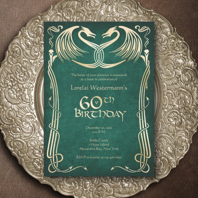 Invitation Celtic Viking Dragon 60e anniversaire (Créateur téléchargé)