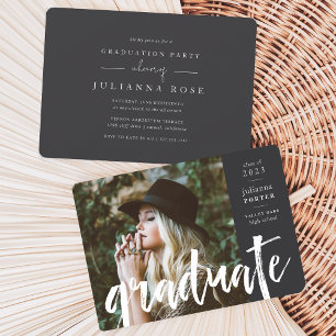 Invitation Cendre Partie de graduation de superposition esq