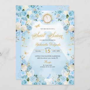Invitation Cendrillon bleu clair Princesse Robe douce 16