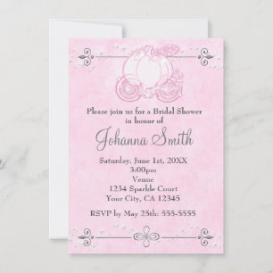 Invitation Cendrillon Carriage rose Douche nuptiale Invitatio