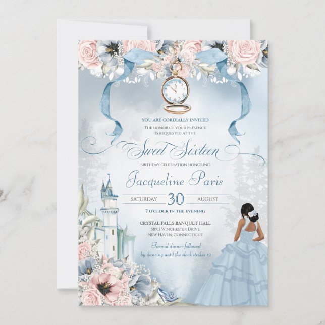 Invitation Cendrillon Fairy Tale Princesse Sweet 16 Anniversa (Devant)