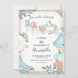 Invitation Cendrillon flamboyant Transport de contes de fées
