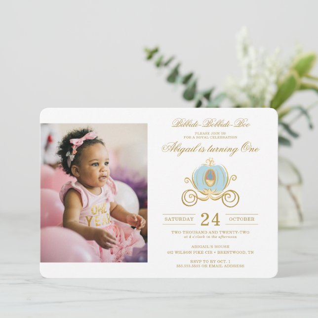 Invitation Cendrillon - premier anniversaire (Debout devant)