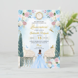 Invitation Cendrillon rose et bleu Princesse Fairy Quinceaner
