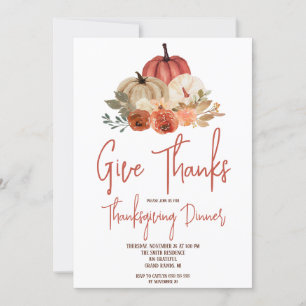 Invitation Centre Citrouille Automne Thanksgiving Diner Inv