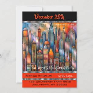 Invitation Centre-ville Snowy Knight Christmas Party Invitati