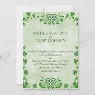 Invitation Cercle de Claddagh irlandais Shamrocks et noeud d'