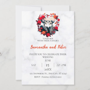 Invitation Cercle de Rose de Mariage en Marbre de Squelette