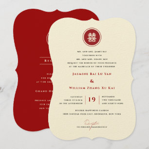 Invitation Cercle rouge double bonheur Mariage chinois modern