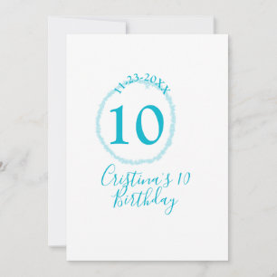 Invitation Cercle turquoise. Parties scintillant ronde 10e an