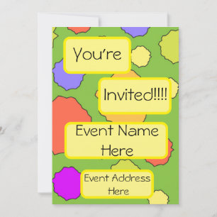 Invitation Cercles colorés rétro funky