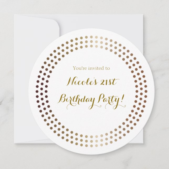 Invitation Cercles d'or pointillé Points modernes Glam Invita (Devant)