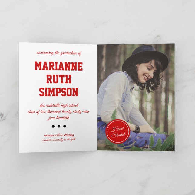 Invitation Cercles rouges - Diplôme photo (Intérieur)