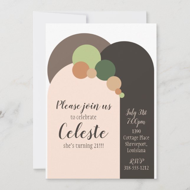 Invitation Cercles Tons Terre Moderne (Devant)