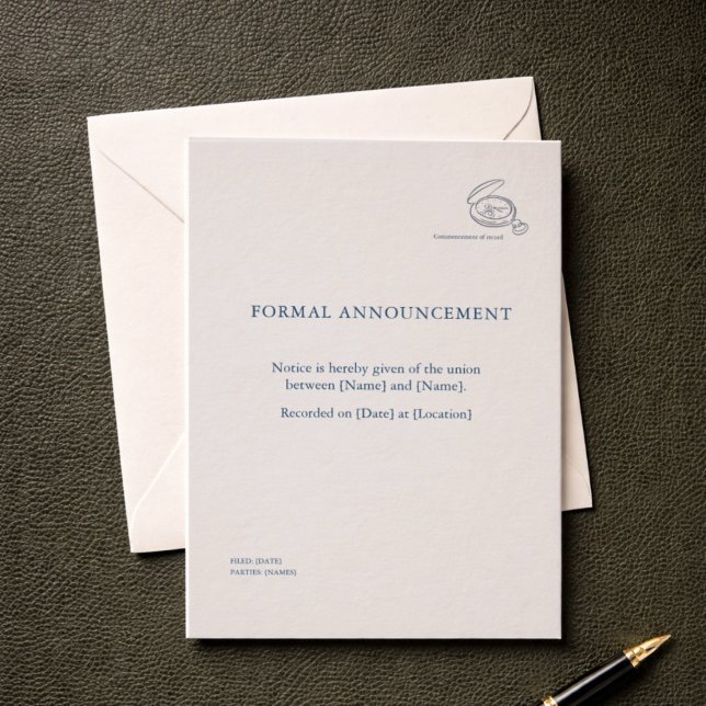 Invitation Cérémonie Civile | Déclaration de Mariage Non Trad (Civil Ceremony Announcement Card )