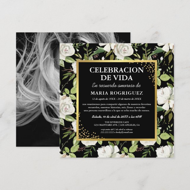Invitation Cérémonie commémorative espagnole | Funérailles ph (Devant / Derrière)