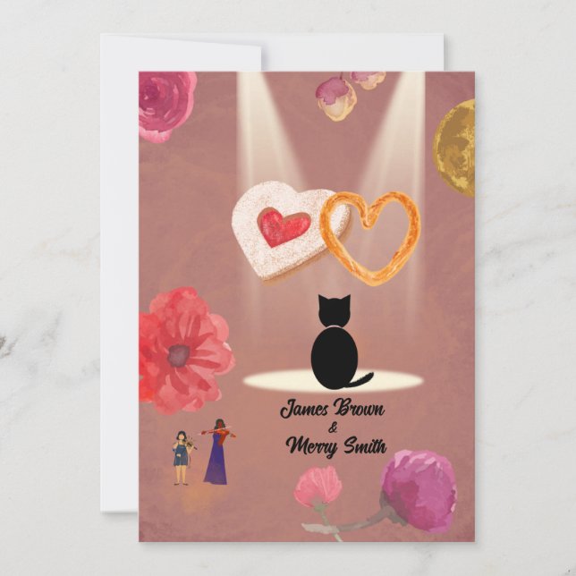 Invitation Cérémonie d'amour mariage du registraire de chats  (Devant)