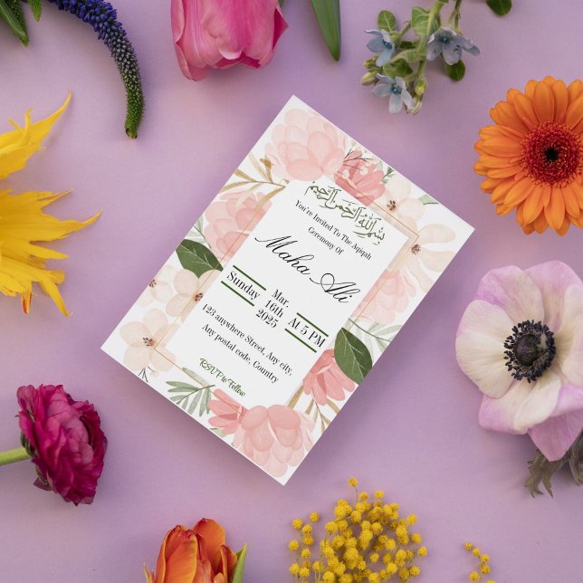 Invitation Cérémonie d'Aqiqah Garden rose (Créateur téléchargé)