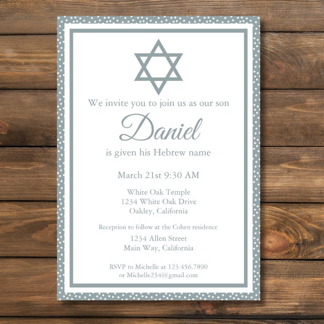 Invitation Cérémonie de baptême Blue Jewish Baby Brit Milah (Créateur téléchargé)