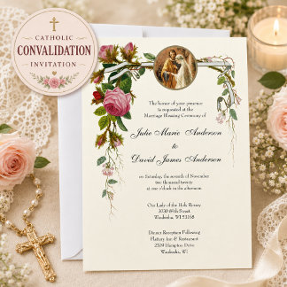 Invitation Cérémonie de bénédiction de mariage catholique Con
