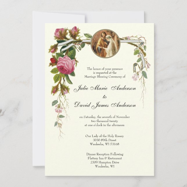 Invitation Cérémonie de bénédiction du mariage catholique Con (Devant)
