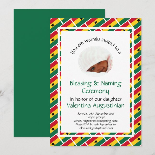 Invitation CÉRÉMONIE DE BÉNÉDICTION DU NOM | Indicateur Ghana (Devant / Derrière)