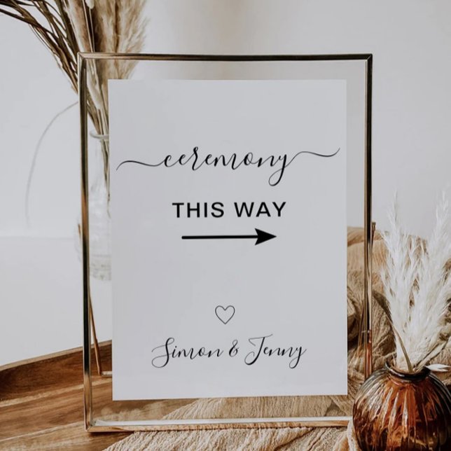 Invitation Cérémonie de cette façon Mariage Signé Modèle (Ceremony This Way Wedding Sign Template)