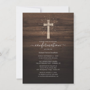 Invitation Cérémonie de confirmation Église Croix Bois rustiq