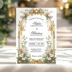 Invitation Cérémonie de Domaine de Jardin en Rose Doré
