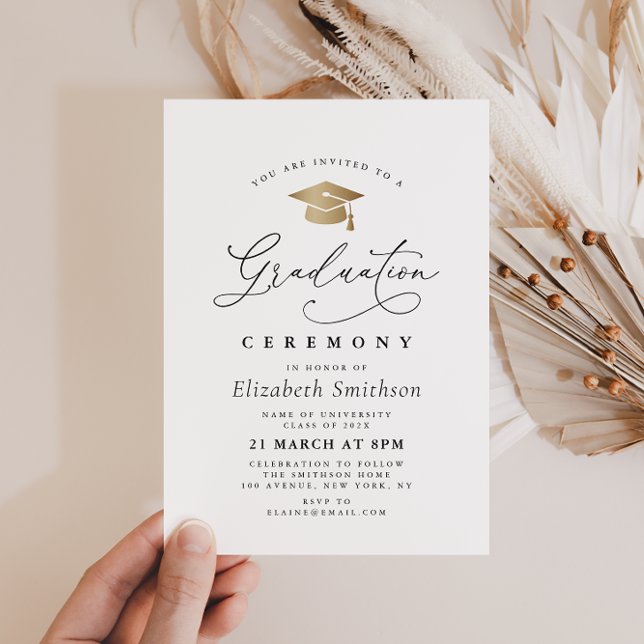 Invitation cérémonie de graduation de script de calligraphie  (Créateur téléchargé)