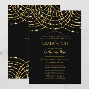 Invitation Cérémonie de graduation en or noir classique + Réc