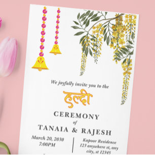 Invitation Cérémonie de Haldi de mariage indien de style cont