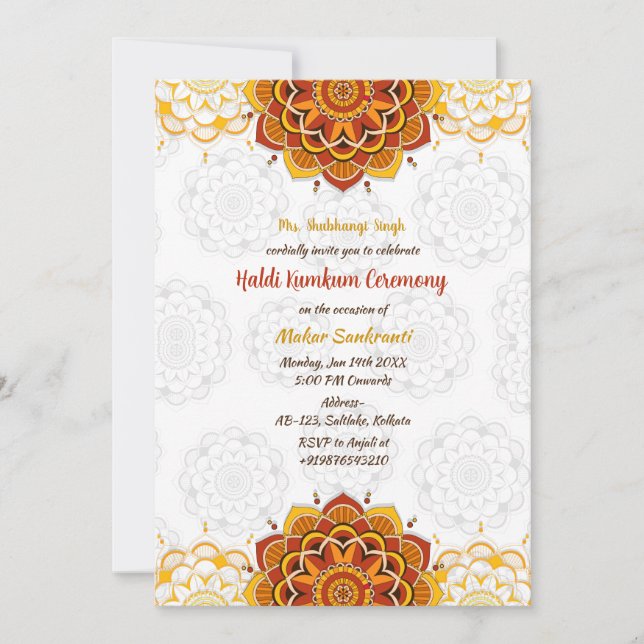 Invitation Cérémonie de Haldi Kumkum (Devant)